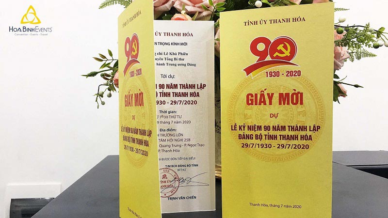 Mẫu giấy mời dự kỷ niệm 90 năm thành lập đảng bộ Thanh Hóa